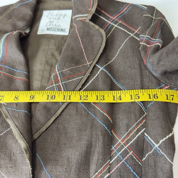 Moschino Cheap and Chic Women’s Blazer Size 6 Linen Stitched Plaid Vintage Boho - Picture 16 of 16